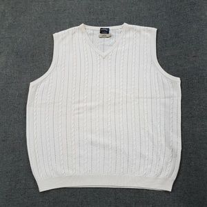 Callaway Golf Women's Large 100% Silk Cable Knit Ivory V-neck Sweater Vest
